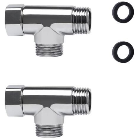 Toiletten-Umstellventil, 1/2-Zoll-T-Anschluss, 3-Wege-Toiletten-Umstellventil, 3-Wege-Wasserhahn-Umstellventil, Umstellanschluss (1/5)