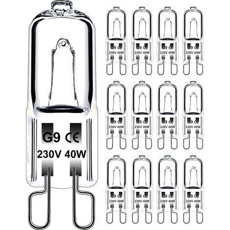 Ampoule G9 40W 230V Dimmable Blanc Chaud, Ampoule Halogène G9 Tolérance de 300°C, Ampoule Four G9 Pour Four Micro-ondes Cuisinière Plafonniers, Lot de 12 (1/5)