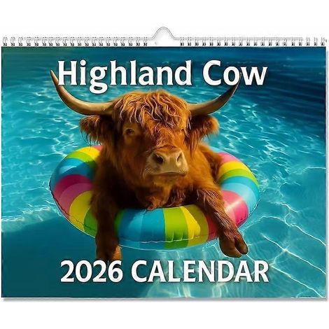 Calendario de ganado de las Tierras Altas escocesas de diciembre de 2026, plano de pared de granja, adornos de escritorio, decoración del hogar (1/5)