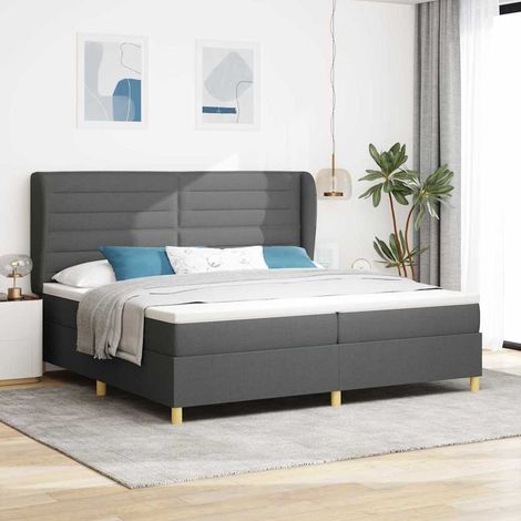 vidaXL Boxspringbett mit Matratze Dunkelgrau 200 x 200 cm Stoff (1/5)