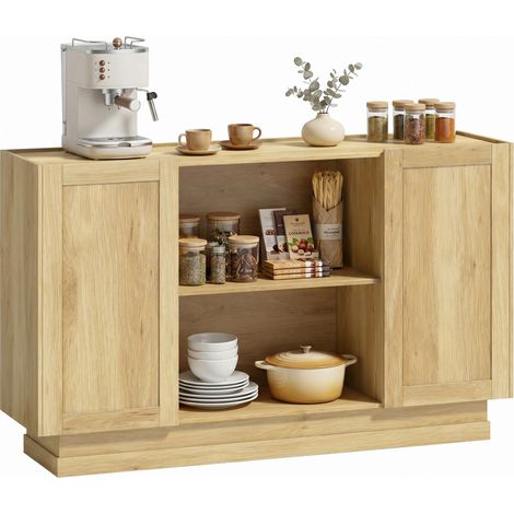 HOMCOM Sideboard Buffet Cabinet, Modern Farmhouse Storage Cabinet, Natural (1/5)