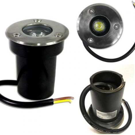 Faretto 1W 1 led incasso pavimento faro giardino bianco caldo calpestabile IP67 (1/5)
