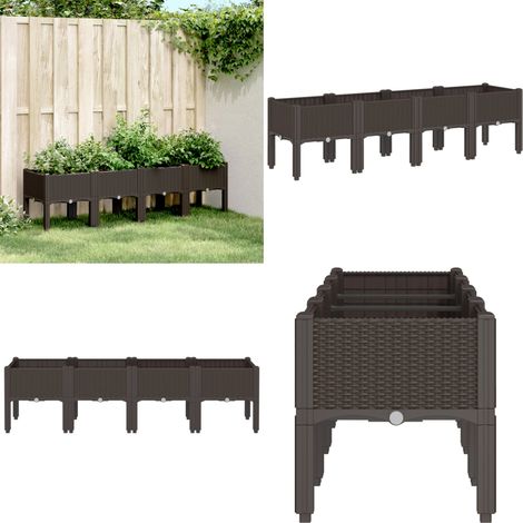 Pflanzkasten mit Beinen Braun 160x40x42 cm PP - Blumentopf - Pflanzenbehälter - Gartentöpfen - Balkonpflanze - Kübel - Home & Living (1/5)