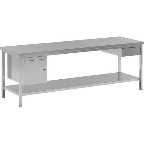 eurokraft basic, Poste de travail en inox, 1 caisson, 1 tiroir (1/5)