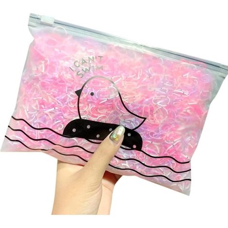 Lot de 1000 élastiques à cheveux avec pochette de rangement, mini chouchous pour petites queues de cheval, couleurs assorties, accessoires doux pour cheveux d'enfants, élastiques sans couture, 1,5 cm (1/5)