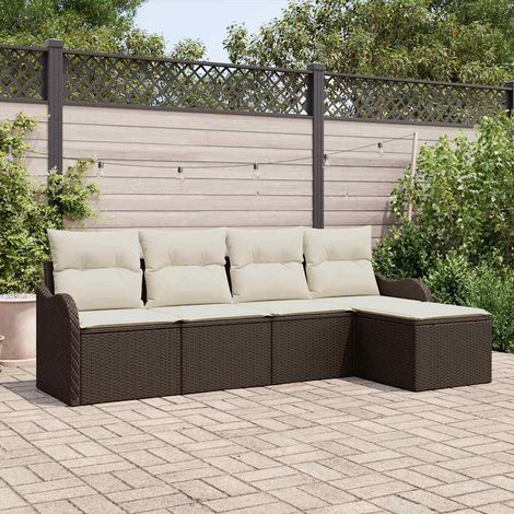 Gartensofa-set 5 pcs Braun Poly-Rattan