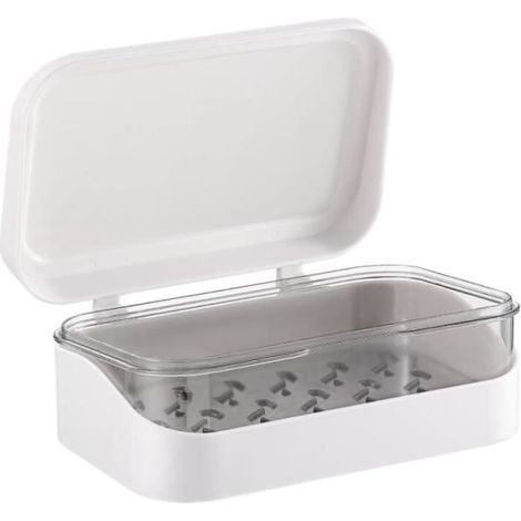 (blanc)Boite à Savon - Voyage - Rectangulaire - Couvercle Étanche - Design avec Égouttoir - Compacte (1/4)