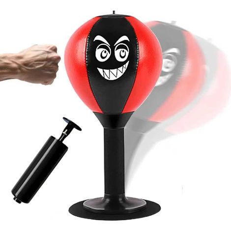 Punching-Ball de Bureau,Sac de Frappe Gonflable de Bureau avec Ventouse et Pompe à Air,Bureau Mini Le Stress à La Maison Ou Au Bureau Idéal,Punching Ball Adulte pour réduire Le Stress (1/5)
