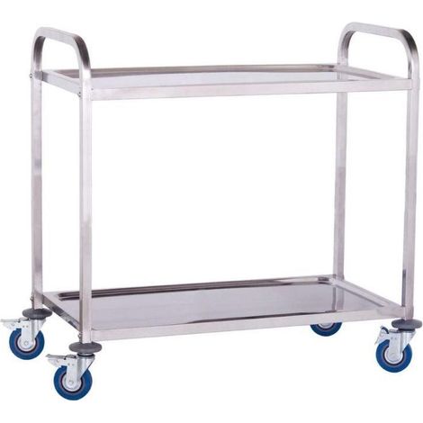 Carro de servicio profesional 101 x 55 cm acero inoxidable endurecido 2 niveles máx. 160 kg 3614111 (1/4)
