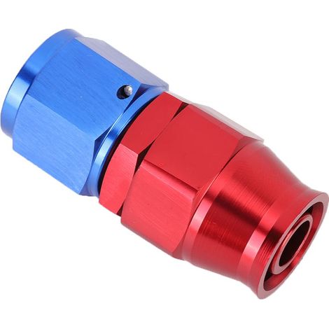 Raccord d'extrémité en alliage d'aluminium AN10 rouge/bleu pour durite PTFE carburant, angle 0° (1/5)