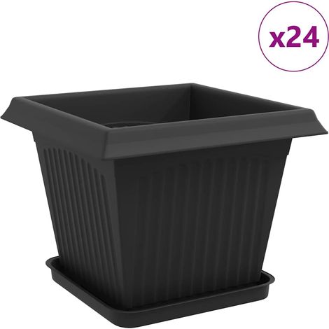 Maison Exclusive - Vasi per Piante 24 pcs Nero 33 x 33 x 26 cm Plastica