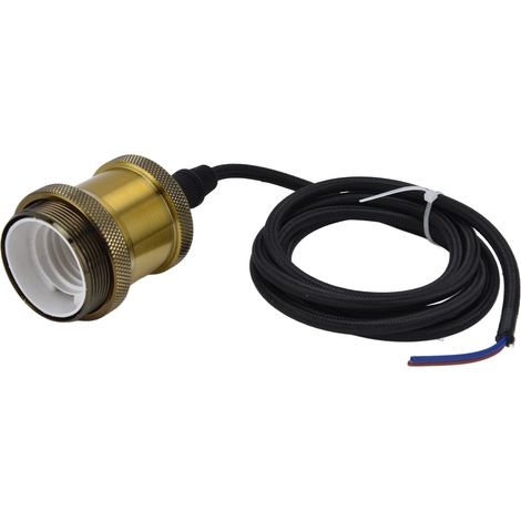 Kit de Suspension Rétro avec Douille Dorée pour Lampes DIY - Cordon et Prise Inclus