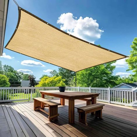 Filet d'ombrage à œillets, protection UV 95 %, idéal pour la protection des plantes, serres, granges ou chenils, 2 x 3 m, beige (1/5)