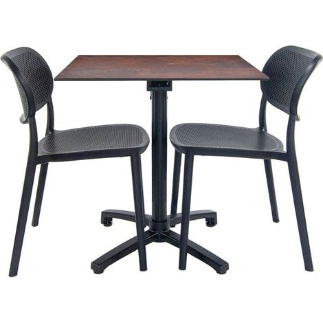 Table pliable rouille + 2 chaises pour terrasse (1/4)