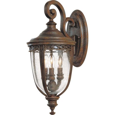 Außenleuchte Wandlampe Bronze Stahl Glas Bronze Gartenlampe Antik 3 Flammig