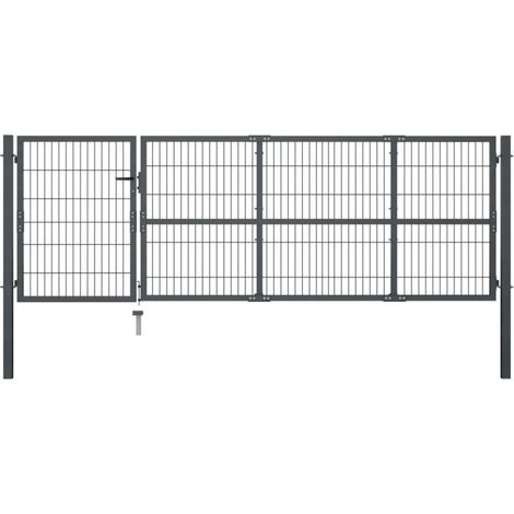 Vidaxl – Portail fer et acier 350 x 100 cm – Acier enduit de poudre anthracite – Soudé pour rigidité accrue – 3 clés incluses (1/5)