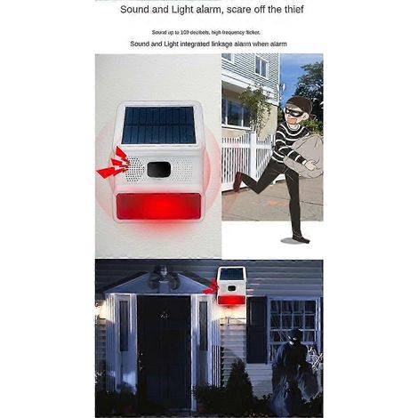 Drahtlose Solar-Blitzlicht-Alarmleuchte mit akustischem Signal und Sirene für den Außenbereich, kompatibel mit 433-MHz-WLAN-GSM-Alarmsystemen (1/5)