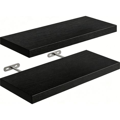 2er-Set robustes schwebendes MDF-Wandregal in Holzoptik mit schwebendem Effekt, inklusive Befestigungshalterung, Bücherregal 40 cm, einfache Montage mit versteckter Halterung