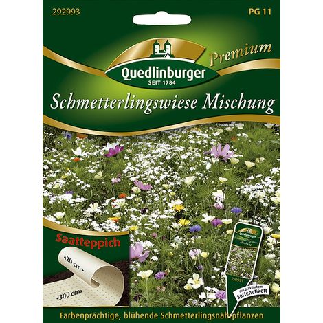 Quedlinburger Saatgut – Prairie aux papillons en mélange – Tapis de semis, fleurs d'été, pour env. 0,6 m², 80-100 cm (1/2)
