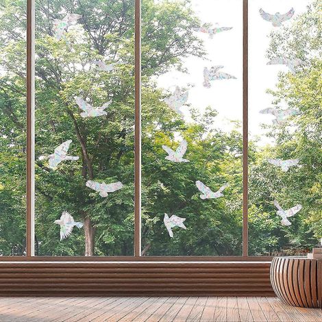 Autocollants anti-collision pour fenêtres, silhouettes d'oiseaux, protection des portes vitrées et sauvegarde des oiseaux, transparents (20 silhouettes) (1/5)