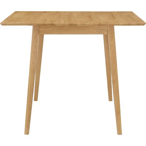 Hallowood Furniture Ledbury Small Rectangular Drop Leaf Table in Light Oak Finish, Space-Saving Solid Wooden Folding Dining Table for Kitchen, Home and Café Use