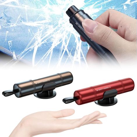 Cortador de cinturón de seguridad 2 en 1, rompeventanas ligero y portátil, minimartillo, kit de seguridad para coche (negro y rojo)