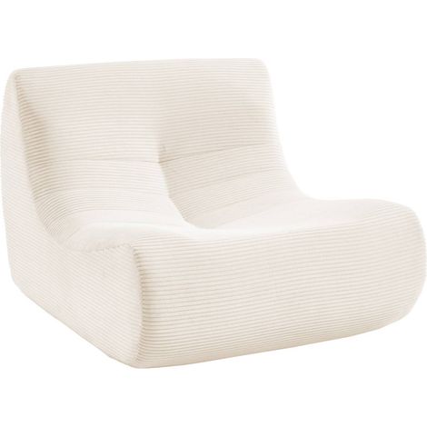 sweeek - Sessel ohne Armlehne mit Cordbezug 1 Person, Cord, Creme (1/5)