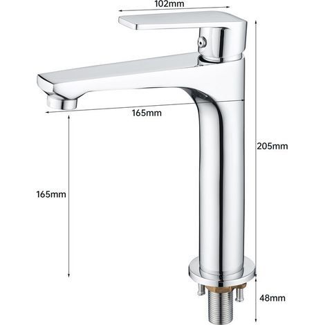 Lavabo en cuivre complet de haute qualité robinet froid unique rehaussé robinet d’art rehaussé (1/4)