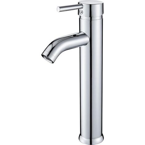 Grifo mezclador para lavabo de baño, grifo mezclador ajustable de agua fría y caliente, grifo mezclador moderno para lavabo alto, grifo mezclador de lavabo de latón macizo, cromado. (1/4)