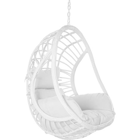 Fauteuil de jardin suspendu en rotin blanc élégant - Blanc crudo (1/2)