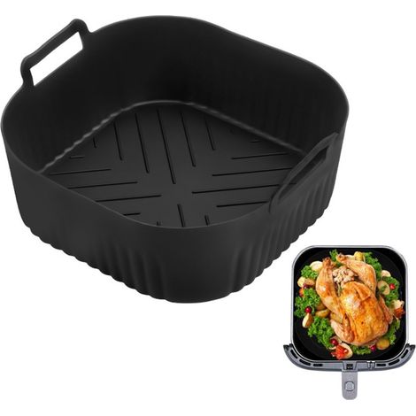 Teglia in silicone per friggitrice ad aria - Adatta per friggitrice ad aria Philips serie 2000 NA229/00 - 207,5 cm - Senza BPA - Lavabile in lavastoviglie - Nera (1/2)