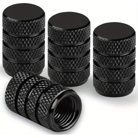 Cache-valve pneu universel en aluminium anodisé noir, lot de 4, compatible voitures camions motos SUV vélo (1/4)