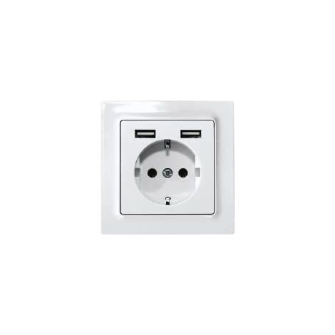 ELTAKO DSS55E+2XUSBA-WG SCHUTZKONTAKT-STECKDOSE, E-DESIGN55, REINWEISS GLÄNZEND (30055896)