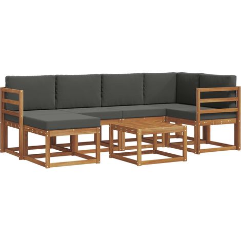 Conjunto de sofás de exterior 7 uds. Natural y Antracita vidaXL (1/5)