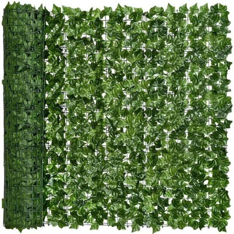 Clôture de confidentialité en lierre, 3 x 0.5m Écran mural vert artificiel, Feuilles de patate douce vertes, Décor à feuille de vigne de haie artificielle pour jardin extérieur, cour, terrasse (1/5)