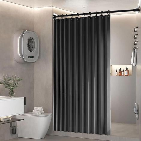 Rideau de douche pliable à accordéon lourd, rideaux de douche en tissu imperméable plissés pour la vie privée, pour salle de bain, baignoires, décoration de spa hôtel, gris foncé, 140 x 200 cm (1/5)