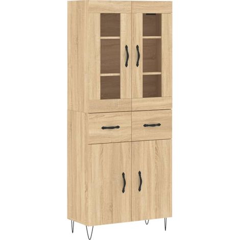 Buffet,Bahut,Meuble de Rangement haut Chêne sonoma 69,5x34x180 cm Bois d'ingénierie CFW63572 (1/5)