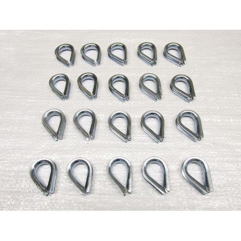6MM Wire Rope Thimbles x20 - Galvanised Steel Commercial Loop (1/2)