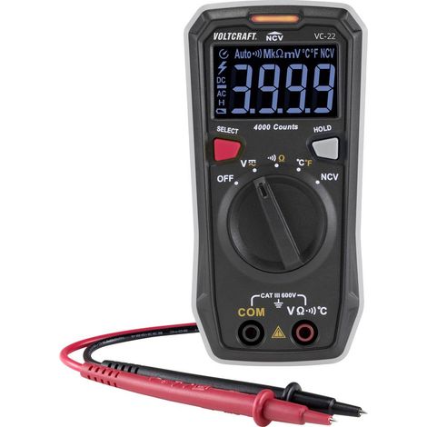VOLTCRAFT VC-22 HAND-MULTIMETER DIGITAL CAT III 600V ANZEIGE (COUNTS): 4000 (1/5)