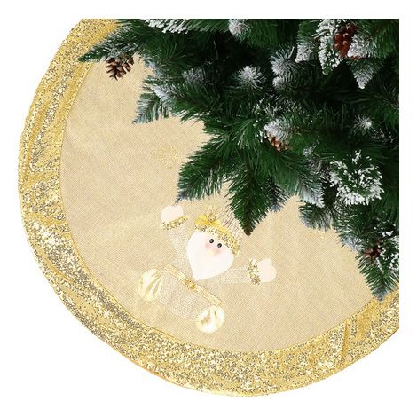 Tappetino per albero di Natale con Babbo Natale, 106 cm, tappeto dorato per i regali.