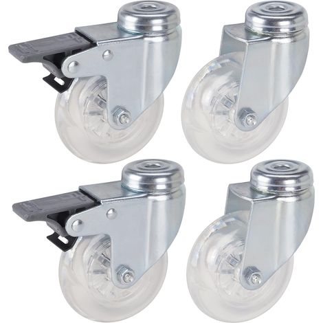 Dörner + Helmer Design-Lenkrollen Set für Möbel und Böden - 360° drehbar PU-Lauffläche, 4er Set, mit Feststellern für unempfindliche Böden