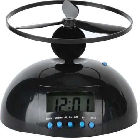 Réveil lumineux, Nouveauté Volant LCD Réveil Portable Mini Hélice Ronde Horloge D'hélicoptère pour La Décoration de La Chambre à Coucher (1/4)