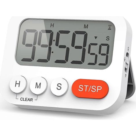 Minuteur Numérique de Cuisine avec Horloge, Chronomètre, Réveil, Aimant, Volume 3 Niveaux, Écran LCD pour Cuisson, Sport, Étude (1/5)