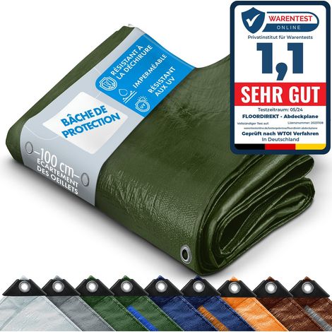Floordirekt – Bâche de protection imperméable 140 g/m² – Ultra-résistante avec œillets antirouille – Dimensions 2 x 3 m pour chantiers humides (1/5)