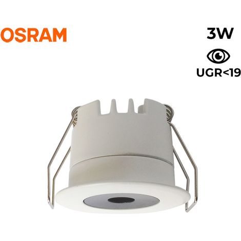 Barcelona Led – Spot encastrable LED 3W – Faible UGR – Aluminium – Ø40x32,1mm – Lumière chaude 2700K – Angle d'ouverture 30°