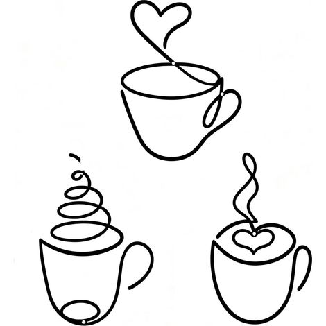 Lot de 3 Décoration Cuisine Métal, Noir Mat, avec Motif de Tasse à Café (1/5)