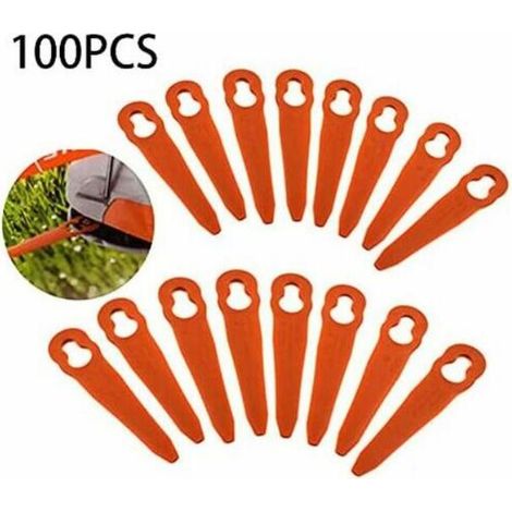 Lames de tondeuse à gazon en plastique colorées Yard Lawn Garden Tondeuse à gazon Tondeuse Lame en plastique Gourde Shape-L83, Rouge, 100pcs (1/4)