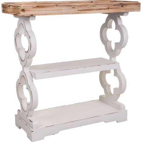 Recibidor de madera tallada blanco 80x36x83