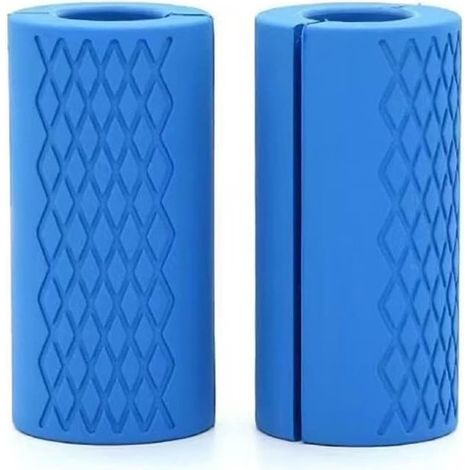 Impugnature antiscivolo in gomma per bilanciere, 1 paio, adattatore di presa ispessito per allenamento bicipiti, vogatore, trazioni, kettlebell, allenamenti in palestra, blu (1/2)