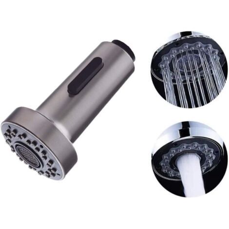 Douchette de cuisine 2 modes en nickel brossé – Tête universelle G1/2 pour mitigeur – Pulvérisation jet puissant et douce (1/5)